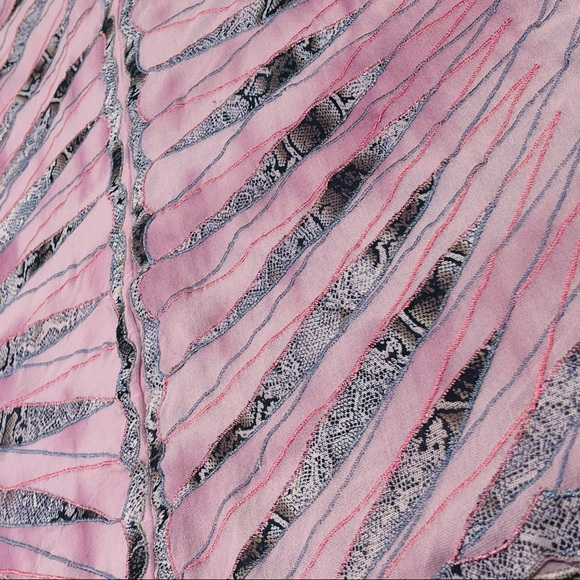 Obstinee By Ika size 12 unique pink & grey zip up shirt with lace & 3/4 sleeves - Picture 6 of 16